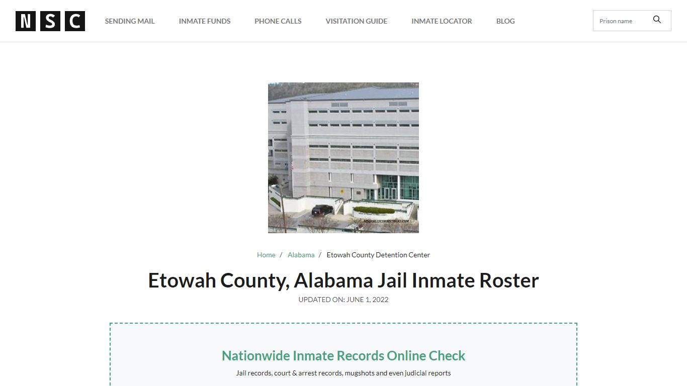 Etowah County, Alabama Jail Inmate Roster